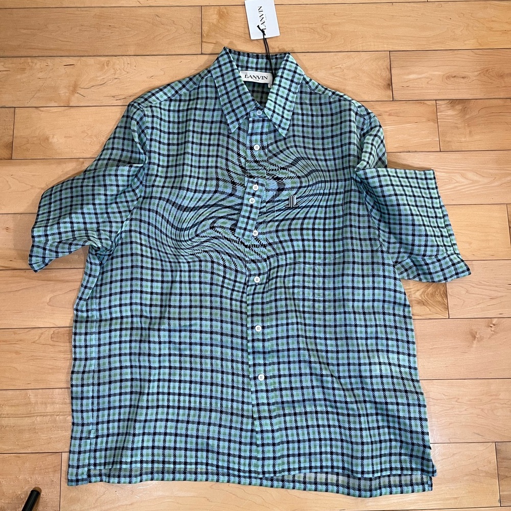 Lanvin Psychedelic Plaid Silk Shirt